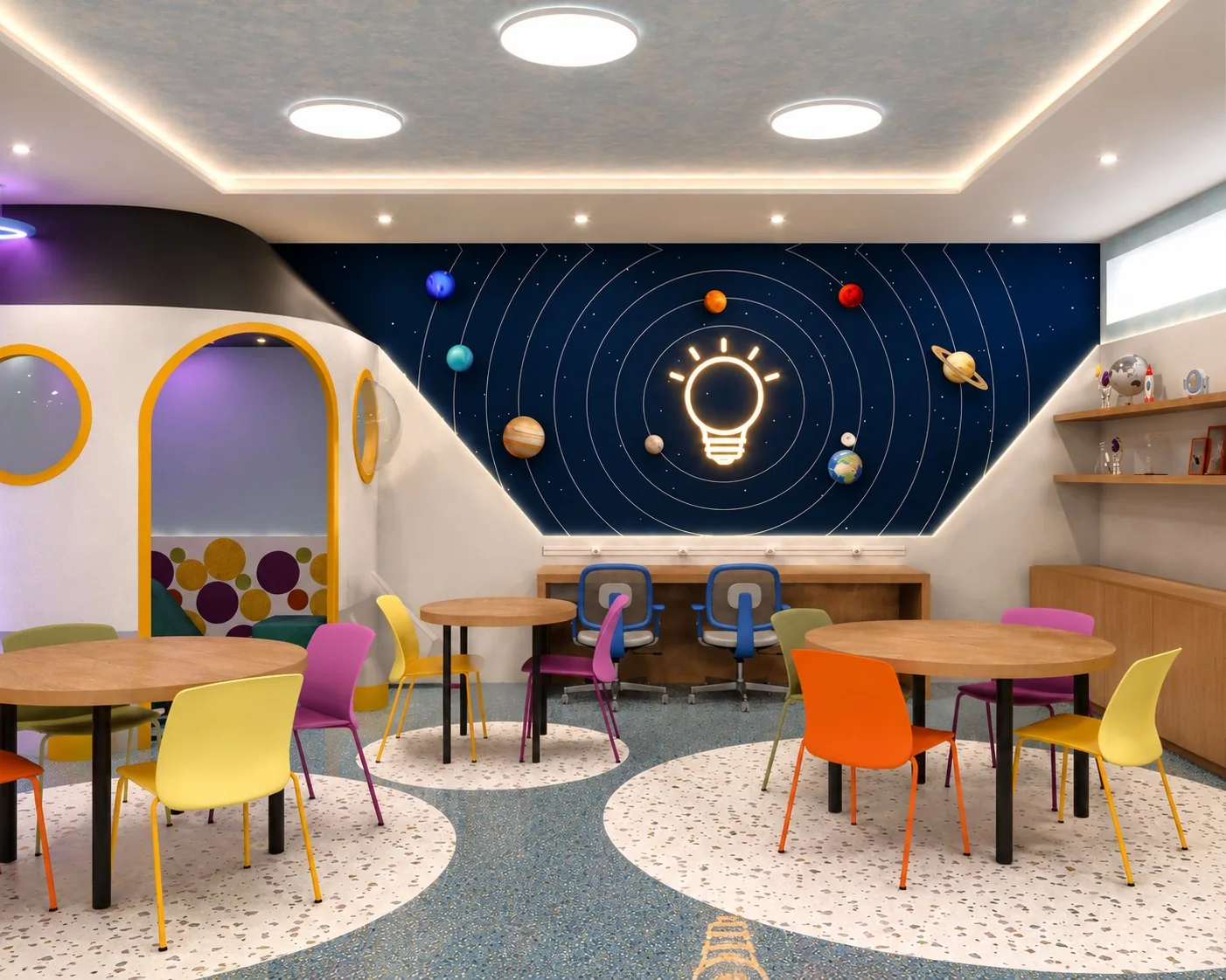 Vista frontal da sala Universo Maker